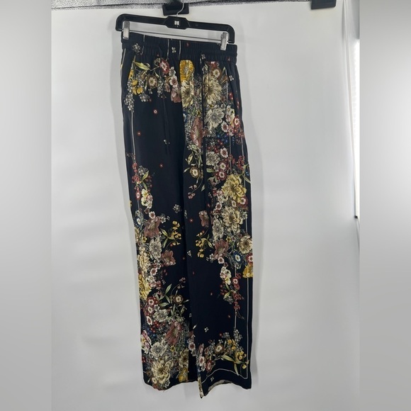 Zara floral trousers drawstring pants size S black - Picture 1 of 8